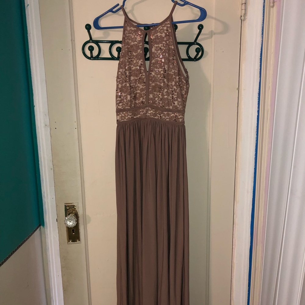 Long taupe dress